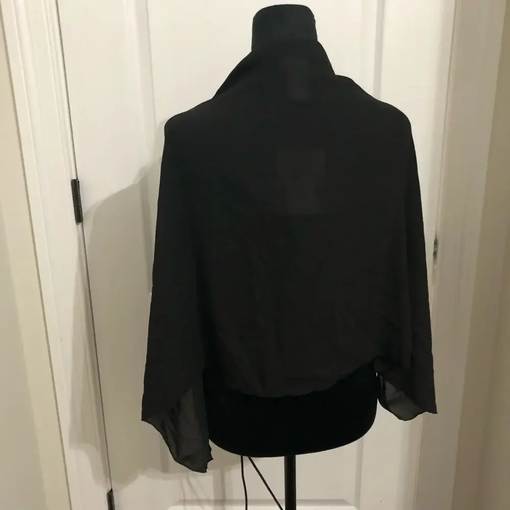 Dotti Black Sheer‎ Chiffon Tie Front Wrap Shrug Cover Up DTSSC100 One Size NEW